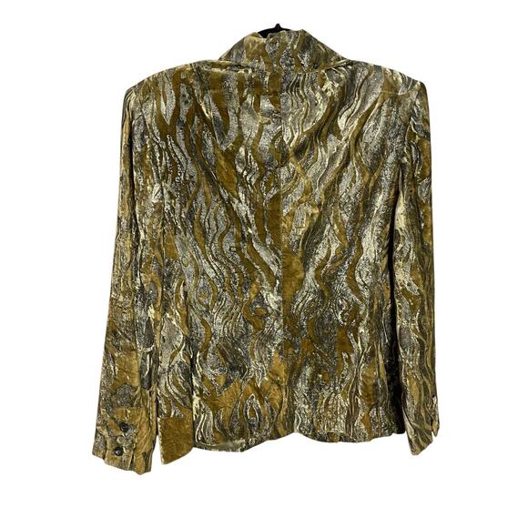 BILL BLASS 1997 Collection Handpainted Velvet Blazer Olive Green Jacket Designer - Picture 3 of 5